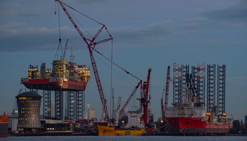 The pedestal for Cadeler vessel Wind Orca's new 1600 tonne crane has been installed in Rotterdam