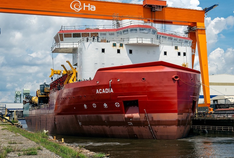 Great Lakes launches US-built rock installation vessel Great Lakes launches US-built rock installation vessel