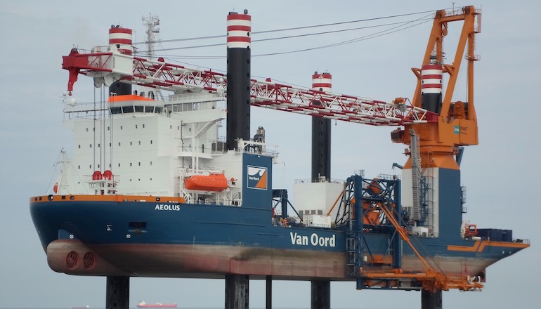 Hamburg 2022: Van Oord unveils Aeolus crane upgrade Upgraded Aeolus starts Saint-Brieuc jacket work