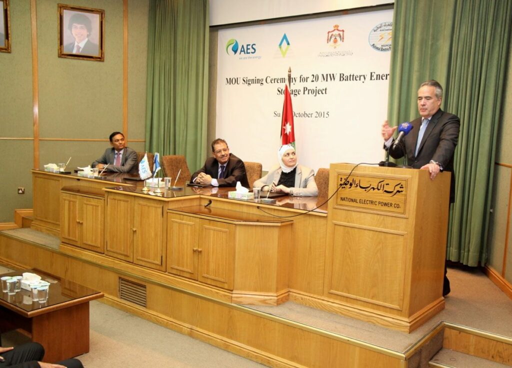 AES signs Jordanian battery plan