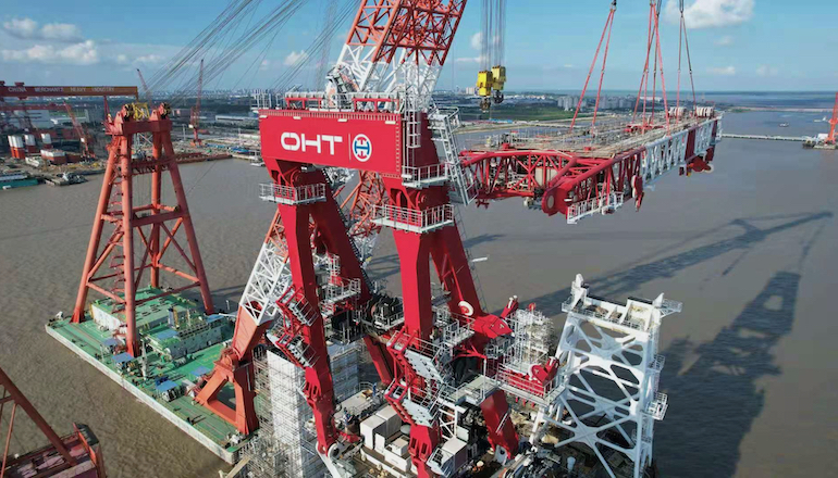 Seaway7 blames Alfa Lift delays for $50m loss A Liebherr HLC15000 crane has been installed on OHT's Alfa Lift vessel at China Merchants Heavy Industry's yard and the installation of the monopile cradles has started in preparation for the ship's first project installing foundations on Dogger Bank