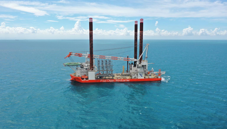 Fred Olsen Windcarrier jack-up Brave Tern has arrived in Taiwan to carry out transport and installation of turbines at the 640MW Yunlin offshore wind farm​