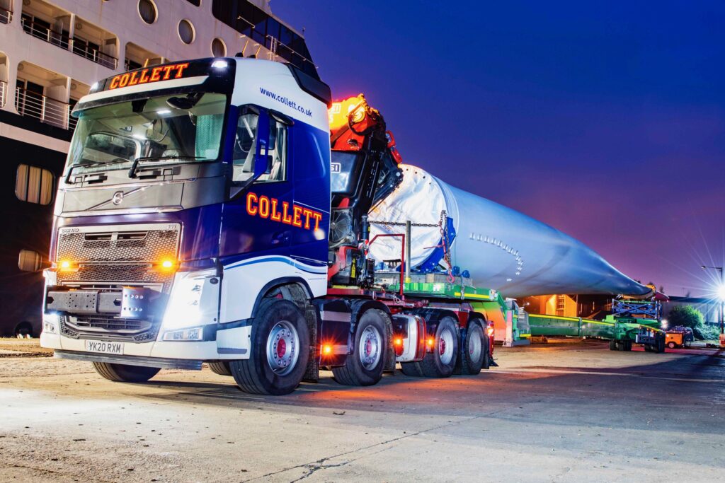 Collett transporting 15 Vestas V100 wind turbines
