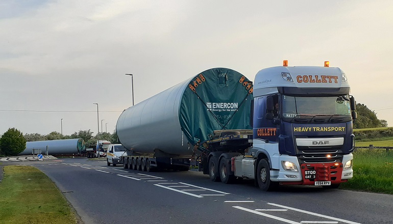 Logistics firm Collett completes delivery of 110 Enercon E92 turbine components