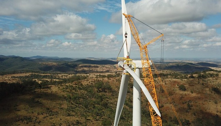 Energy company AGL installs the final turbine at Australia's largest wind farm