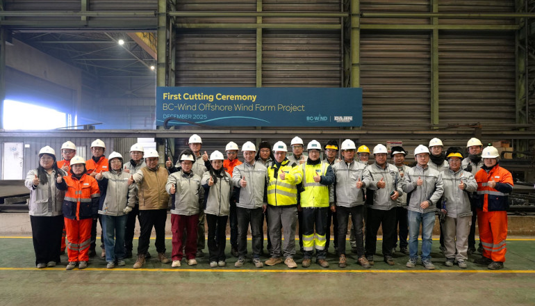Dajin cuts first steel on BC-Wind monopiles Dajin cuts first steel on BC-Wind monopiles