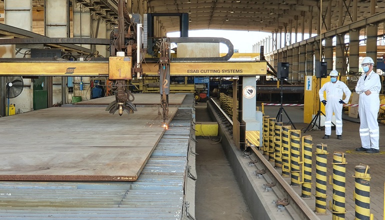 First steel cut for HKZ Beta topside First steel cut for HKZ Beta topside