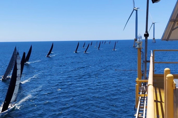 Yachts competing in the Block Island Race Weekend round Orsted's 30MW demonstration project in Rhode Island