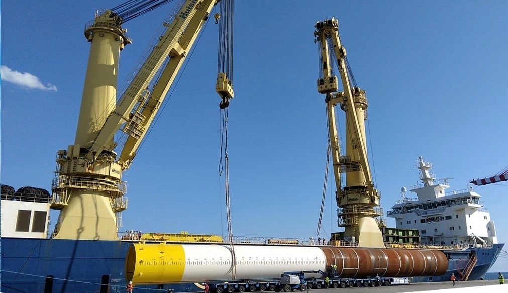 The foundation monopolies for the first offshore wind farm in the Mediterranean