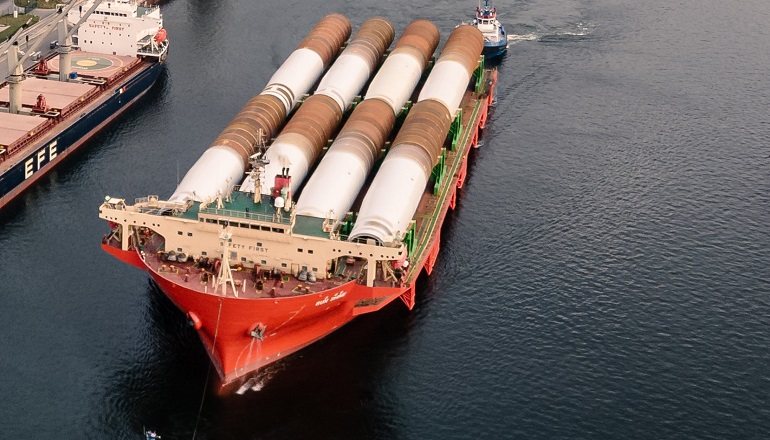 EEW Offshore Structures Britain has loaded out its first batch of transition pieces for the Hornsea Two offshore wind farm project in the UK 