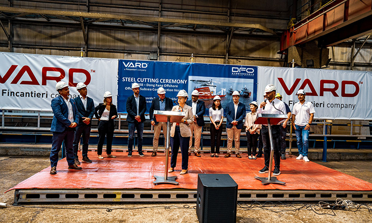Vard cuts first steel for DFO subsea vessel Vard cuts first steel for DFO subsea vessel