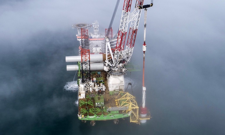 Borssele 1&2 berths for GeoSea, Van Oord GeoSea jack-up Innovation has installed half of the 174 EEW-made monopiles at Hornsea 1