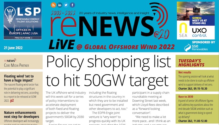 GOW 2022: Policy shopping list to hit 50GW target