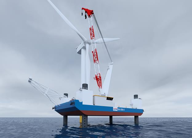 Shipping outfit to build turbine installation vessel