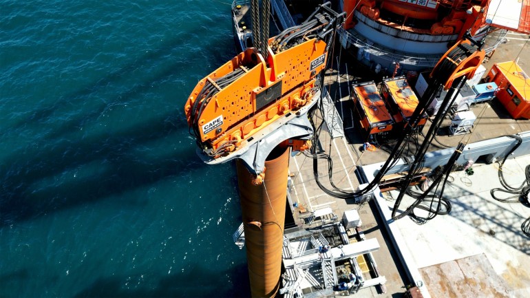 56 jacket piles installed at Ishikari offshore wind farm 56 jacket piles installed at Ishikari offshore wind farm