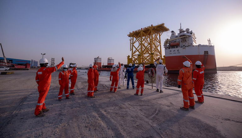 The jacket foundation for the Hollandse Kust Zuid Alpha offshore platform has departed the Eversendai Offshore yard at Ras al Khaimah in the UAE for installation off the coast of the Netherlands.