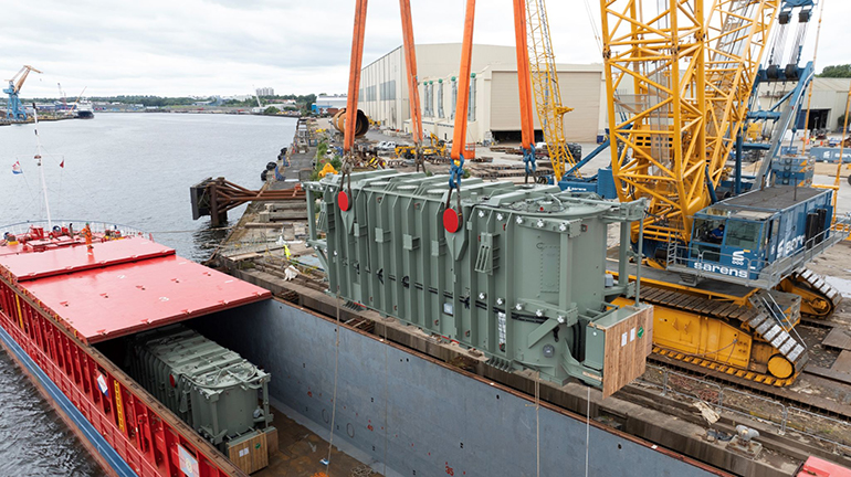 US transformer shortage to hit 30% in 2025 Inch Cape transformers arrive in UK