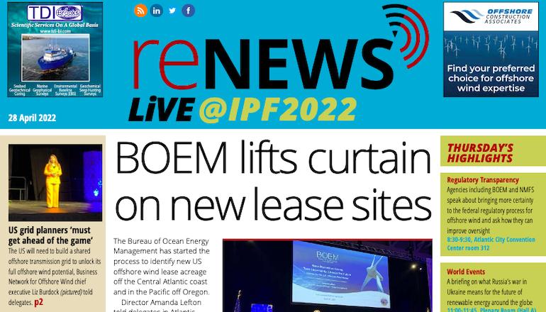 IPF2022: BOEM lifts curtain on new lease sites IPF2022: BOEM lifts curtain on new lease sites