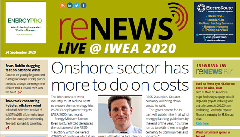 IWEA 2020: Onshore sector has more to do on costs