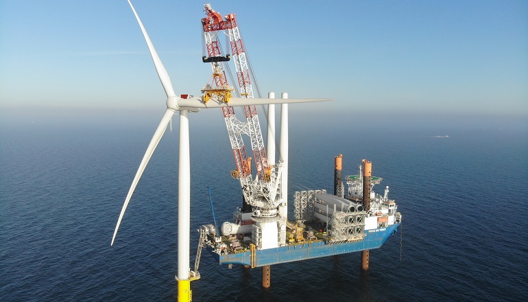 Jan De Nul halfway through Kriegers Flak turbine job
