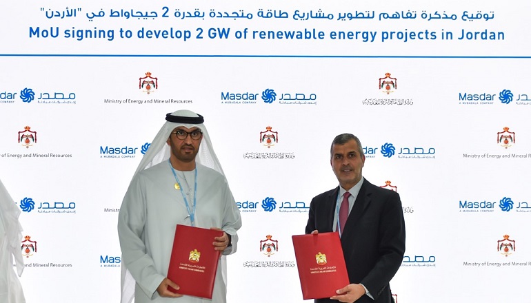 Masdar inks 2GW renewables MoU with Jordan