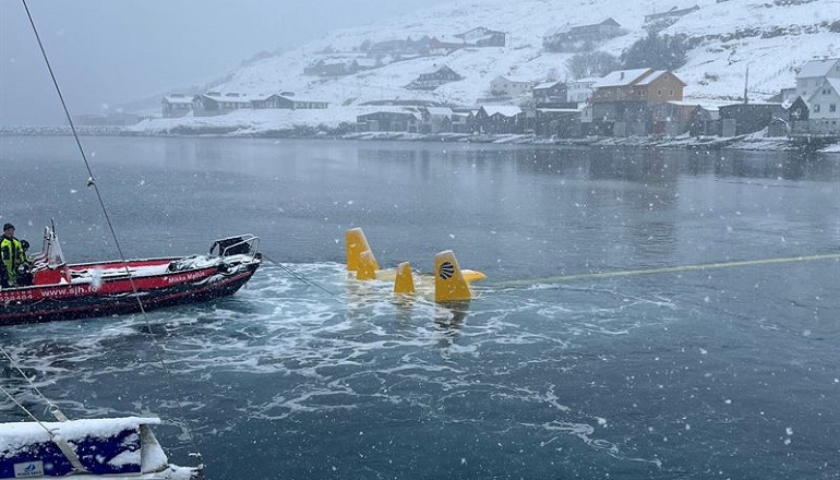 Minesto has installed the tidal power plant Dragon 4 and generated first electricity at the newly added second foundation in Vestmannasund