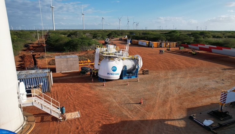 Mingyang connects first turbine in Americas Mingyang connects first turbine in Americas