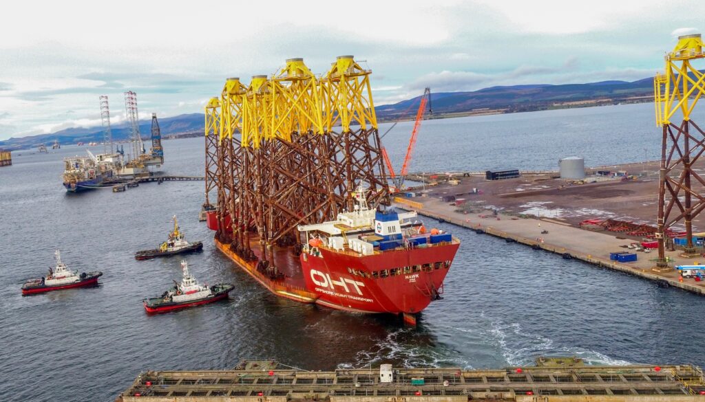 OHT's heavy transportation vessel MV Hawk has discharged her final jacket foundation for the Moray East Offshore Wind Farm after carrying her second load of ten jackets from Lamprell's fabrication site in Hamriyah