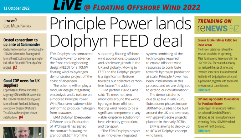 FOW 2022: ERM Dolphyn selects FEED partner FOW 2022: ERM Dolphyn selects FEED partner