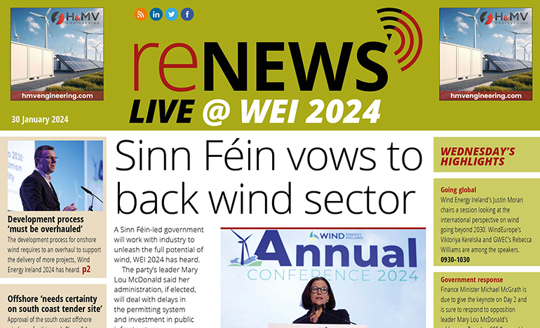 WEI24: Sinn Féin vows to back wind sector WEI24: Sinn Féin vows to back wind sector