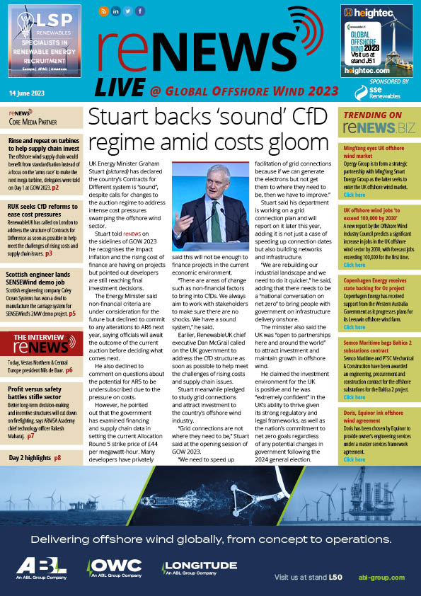 GOW 2023: Stuart backs ‘sound' CfD regime amid costs gloom