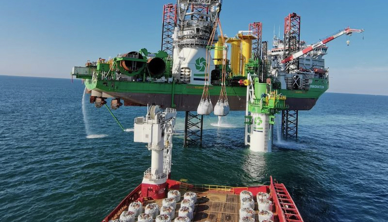DEME installs first drilled monopile at Saint-Nazaire DEME installs first drilled monopile at Saint-Nazaire
