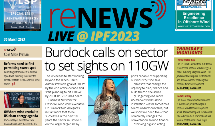 IPF 2023: Burdock calls on sector to set sights on 110GW IPF 2023: Burdock calls on sector to set sights on 110GW