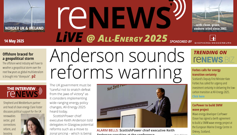 All-Energy 2025: Anderson sounds reforms warning All-Energy 2025: Anderson sounds reforms warning