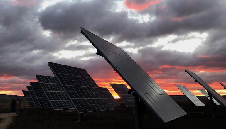 Sunset over Acciona's Sesma PV facility in Spain