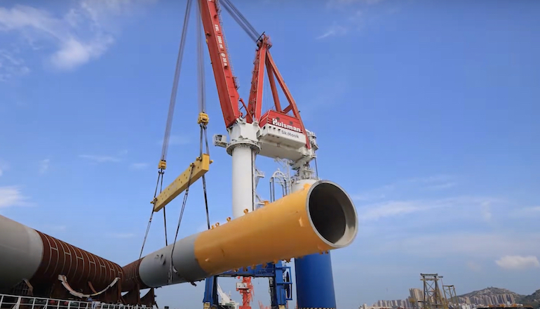 WATCH: Huisman Skyhook makes first monopile lift WATCH: Huisman Skyhook makes first monopile lift