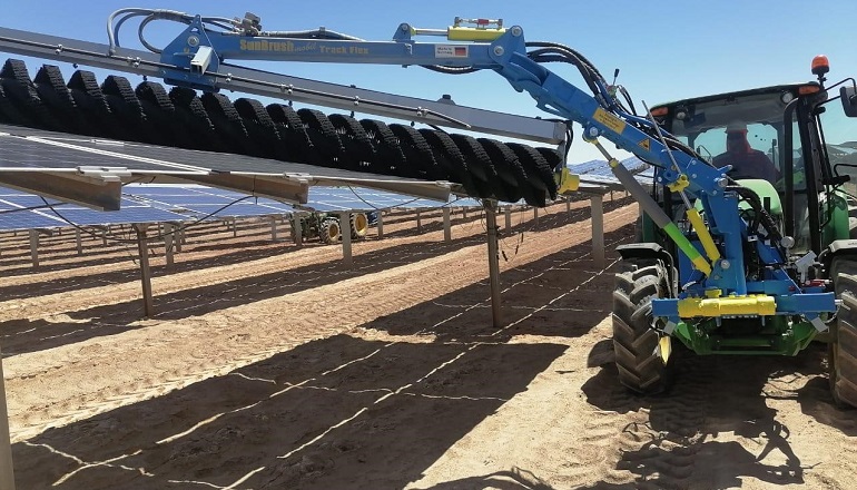 SunBrush Mobil deploys its new TrackFlex solar panel cleaning system at a 103MW PV farm in Chile's Atacama desert