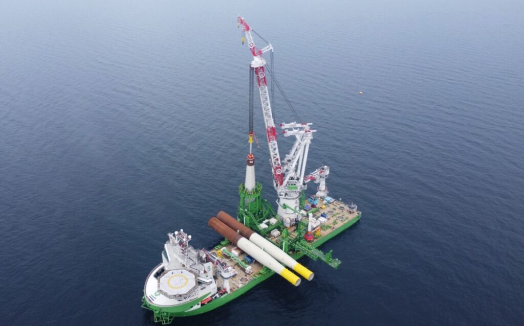 Parkwind installs first Arcadis Ost 1 monopile foundation Parkwind installs first Arcadis Ost 1 monopile foundation