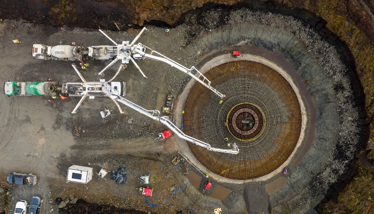 The developers of the Viking Energy Wind Farm have poured concrete for the final wind turbine base.
