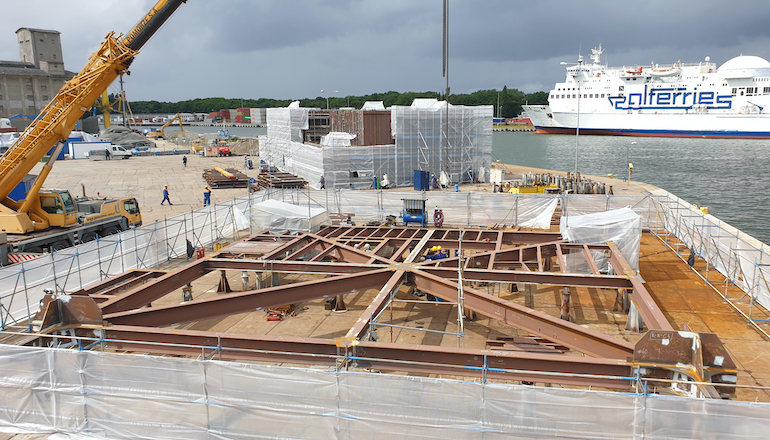Construction is underway  at the former Lenin Shipyard in Gdansk